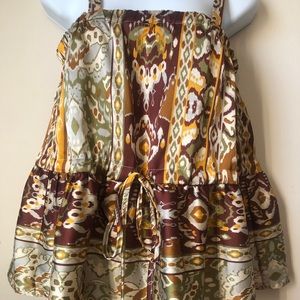 Lulu Top with draw string Stone & Sparrow yellow & Khaki . New